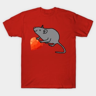 Cute Valentines Day Rat with Red Heart T-Shirt